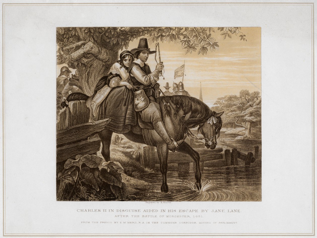 Charles II in Disguise Aided in his Escape av Jane Lane...1651, 1800-tallet av Herbert Bourne