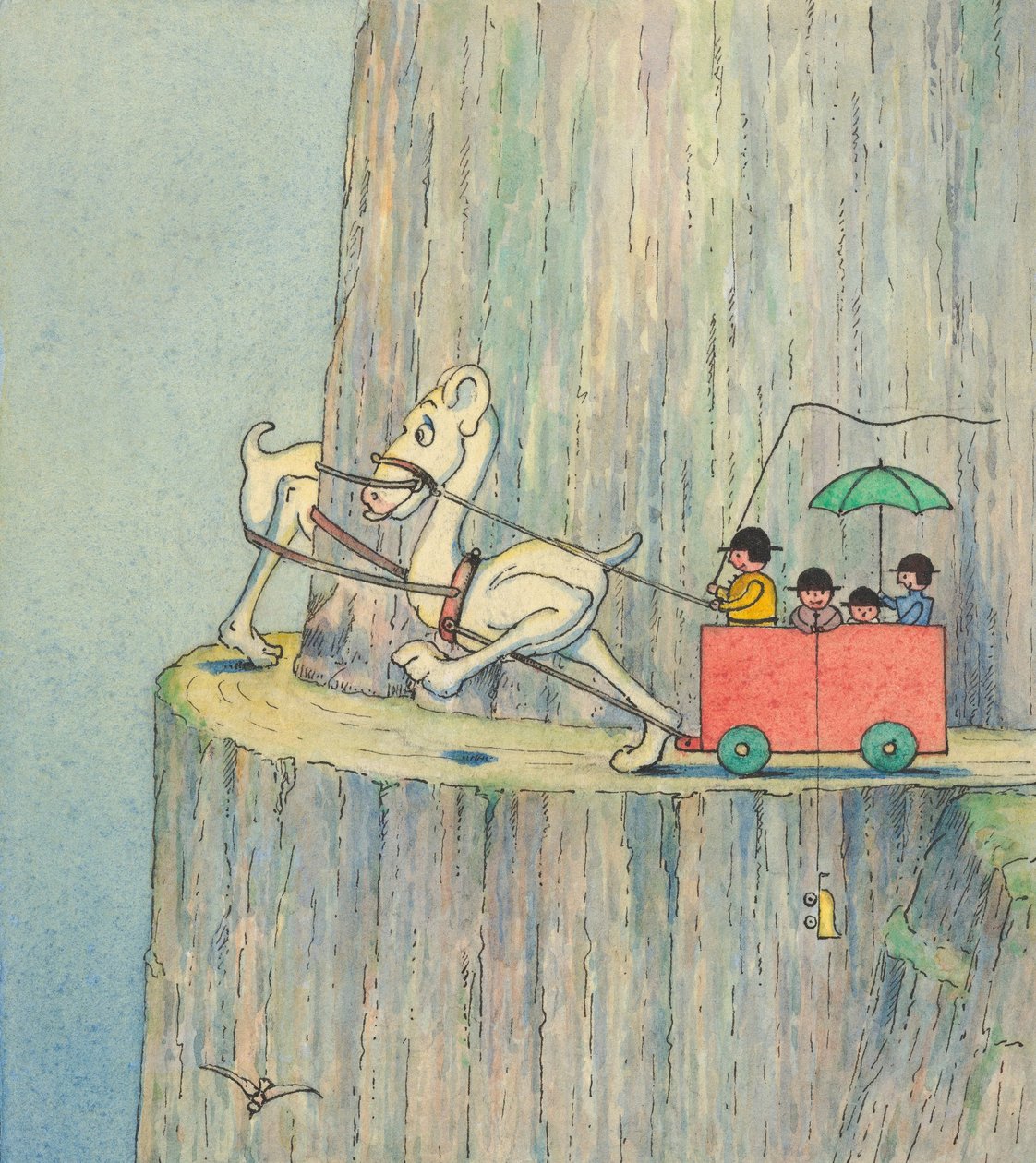 Figurer som stiger opp en klippevei, ca. 1910 av Herbert E. Crowley
