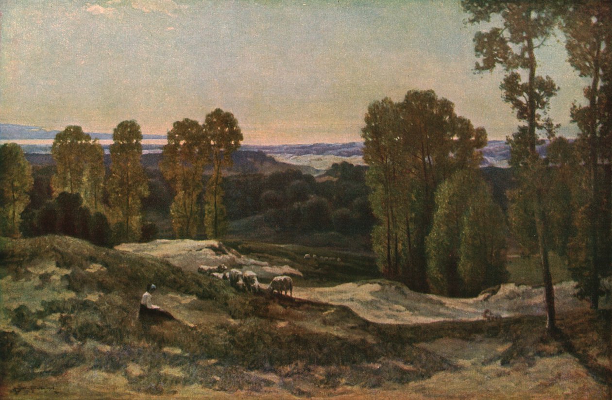 Et beite blant sanddynene, Pas de Calais, Frankrike, 1908, c1930. av Herbert Hughes Stanton