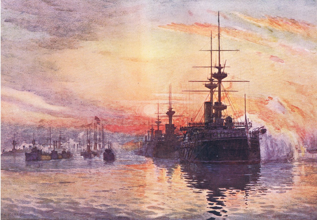 Dronning Victorias siste reise 1901 1. februar, illustrasjon fra Cassells History of England, 1900-tallet av Herbert Kerr Rooke