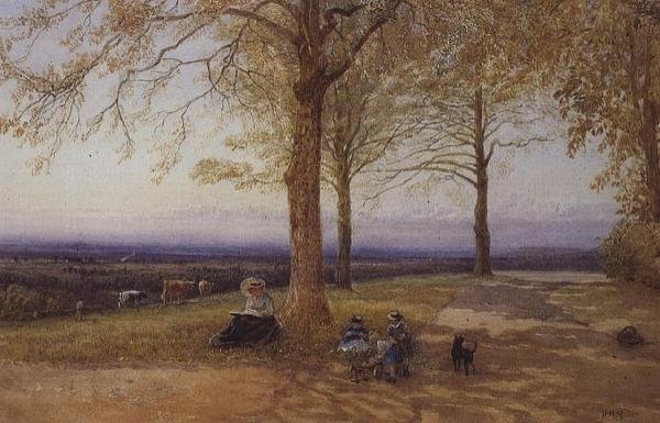 Mor og barn i landskapet av Herbert Menzies Marshall
