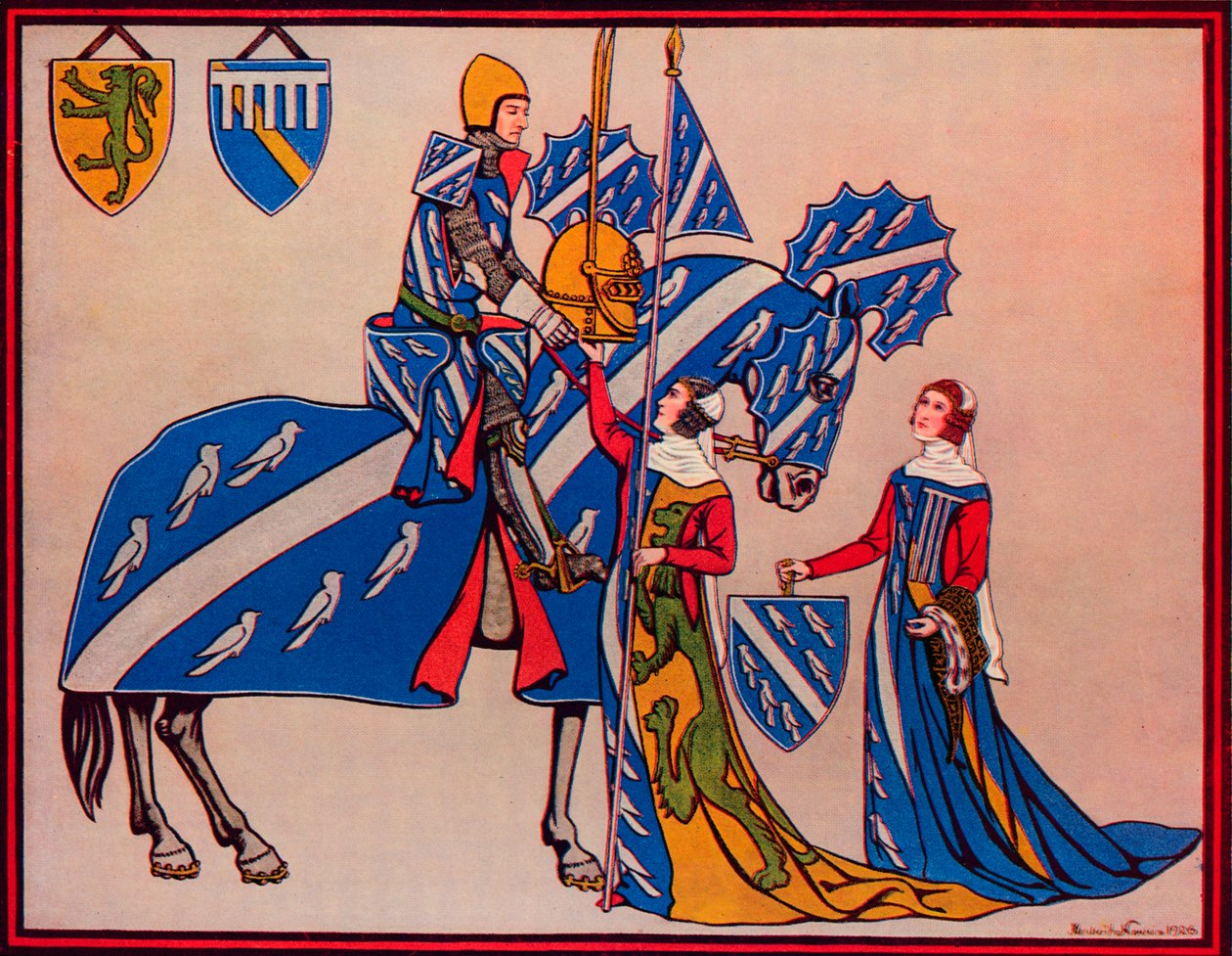 Sir Geoffrey Luttrell, hans kone og svigerdatter, c1340, 1926 av Herbert Norris