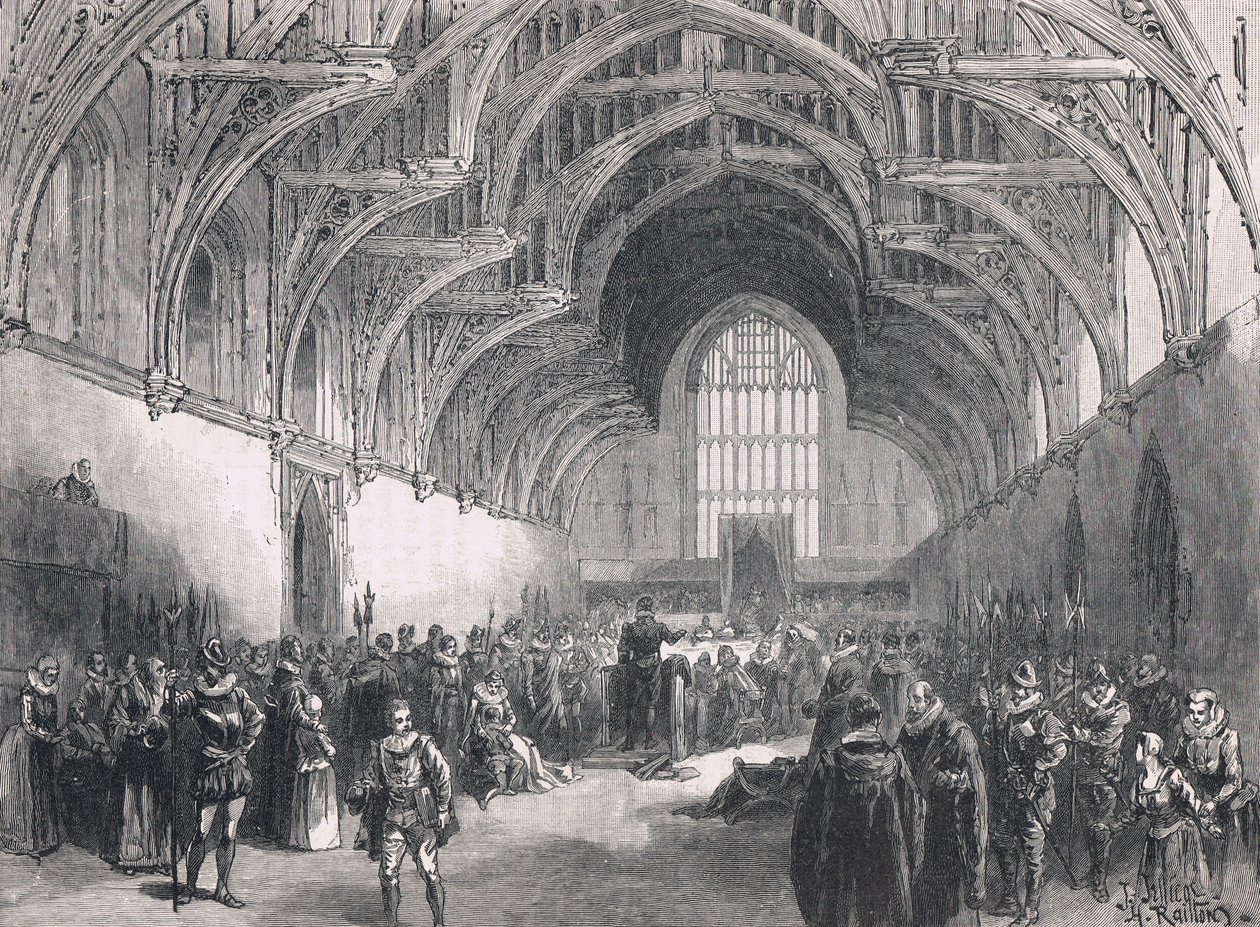 Statsrettssak i Westminster Hall på tiden til Elizabeth I av Herbert Railton