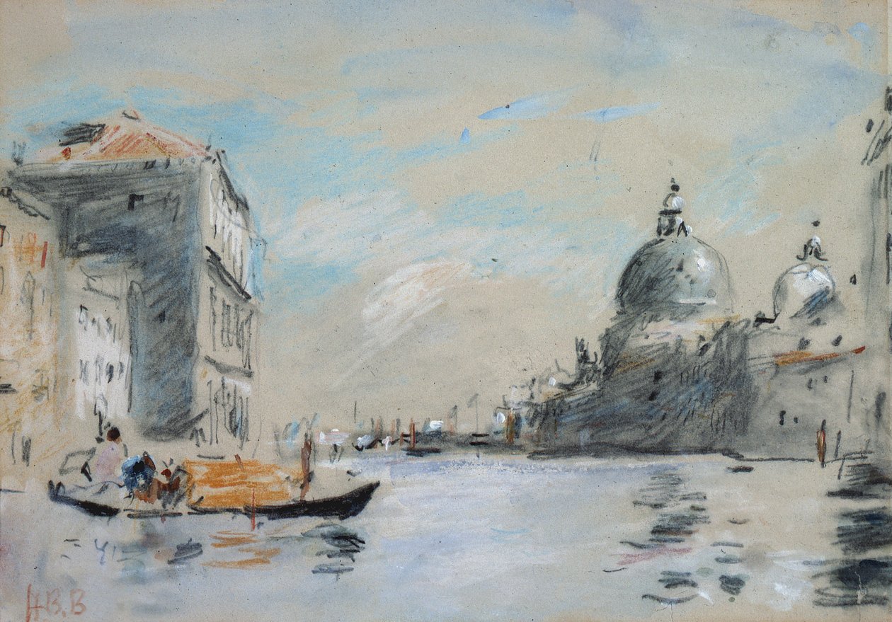 Canal Grande og kirken Santa Maria della Salute, Venezia (akvarell) av Hercules Brabazon Brabazon