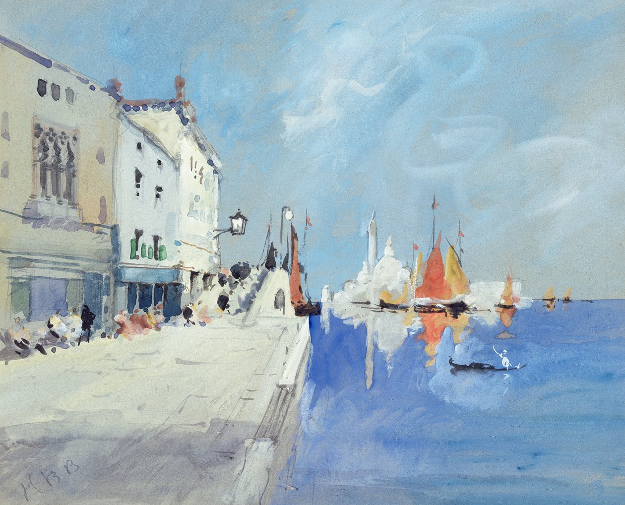 Fondamenta delle Zattere, Venezia (blyant og gouache) av Hercules Brabazon Brabazon