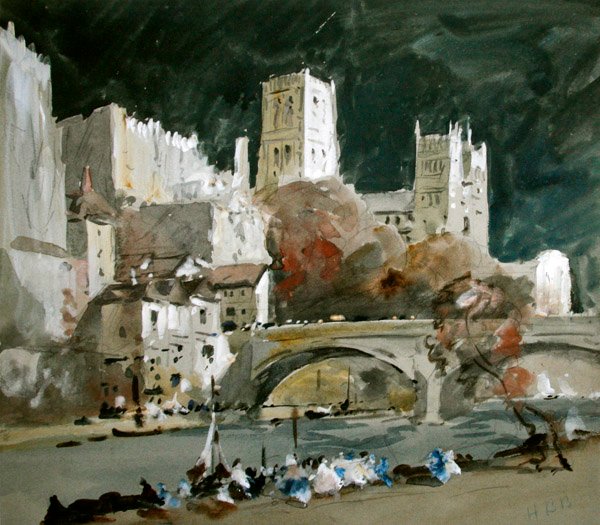 Durham (akvarell og kroppsfarge på tonet papir) av Hercules Brabazon Brabazon