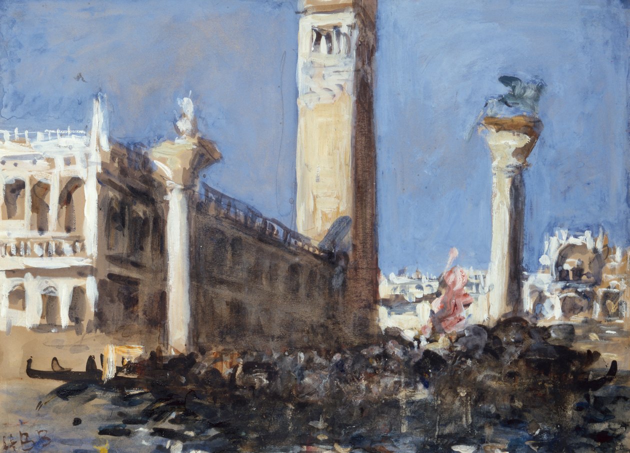 Piazzetta fra kanalen (blyant, akvarell og kroppsfarge) av Hercules Brabazon Brabazon