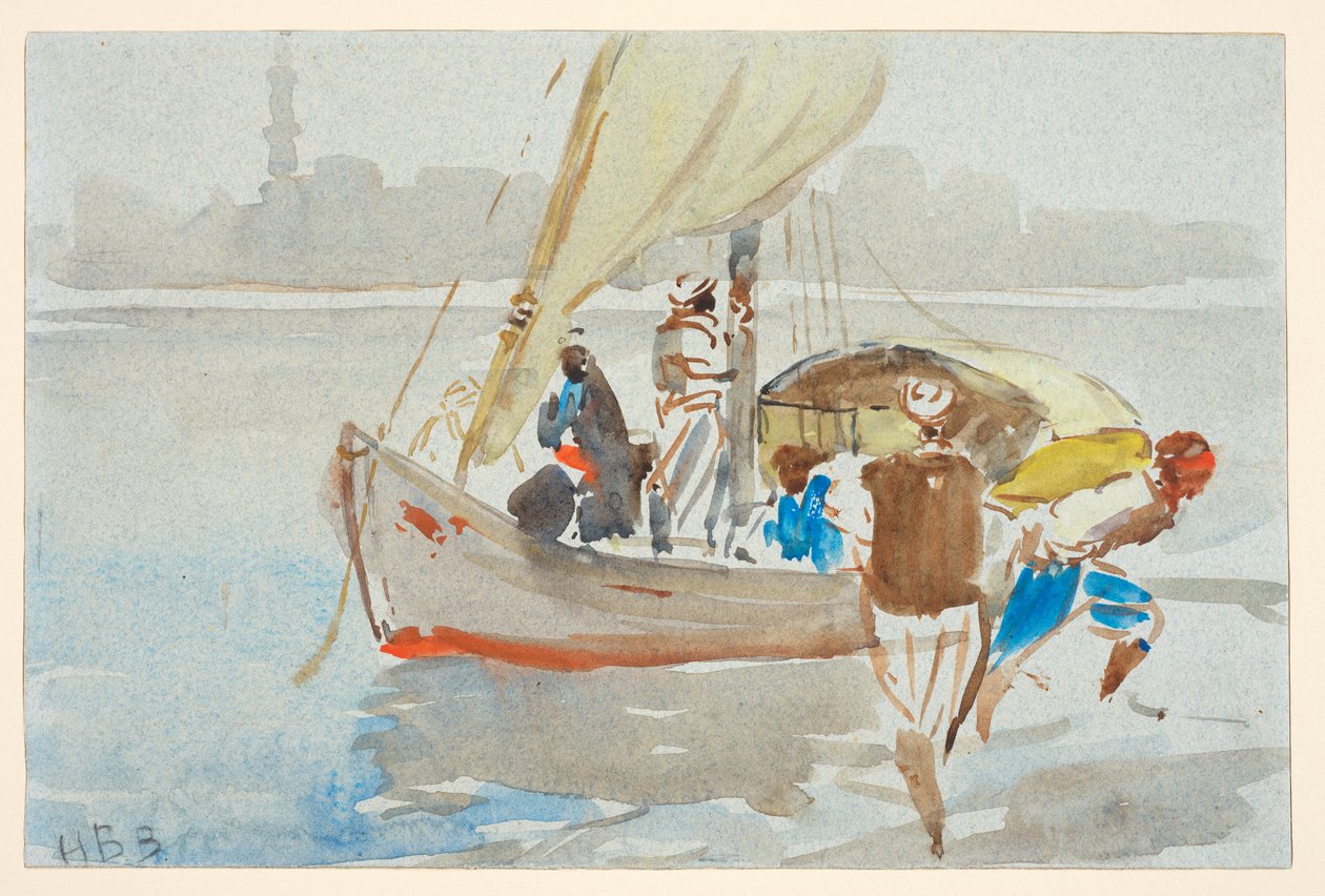 Utsikt over Kairo () (tidligere #39;Utsikt over Venezia#39;), ca. 1860-97 (akvarell på lyseblått vevd papir, lagt ned) av Hercules Brabazon Brabazon