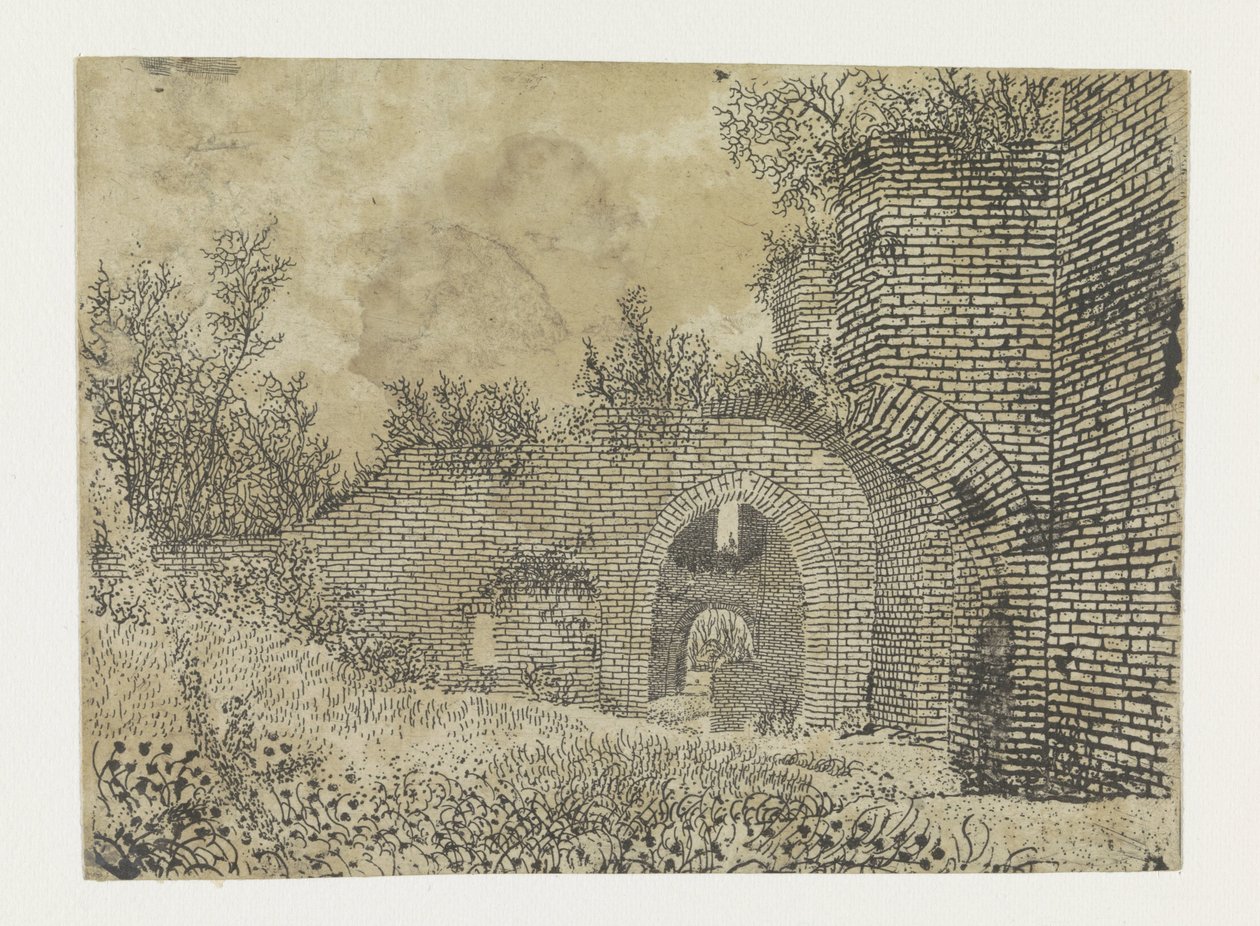 Ruinene av Brederode slott Ruinene av Brederode Castle fra sørvest av Hercules Segers