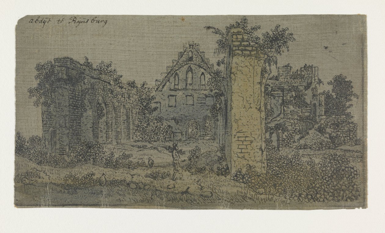 Ruinene av klosteret Rijnsburg, liten versjon Ruinene av klosteret Rijnsburg fra sør: liten versjon av Hercules Segers