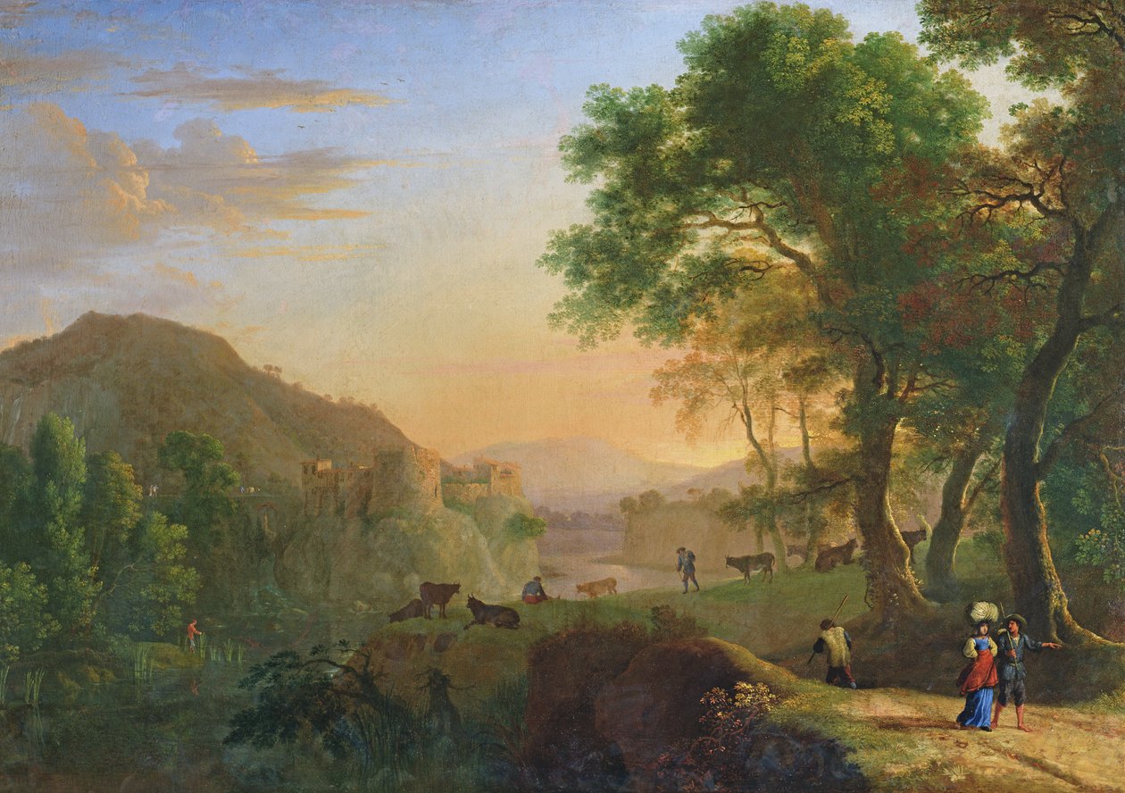 Solnedgang, Italia av Herman van Swanevelt