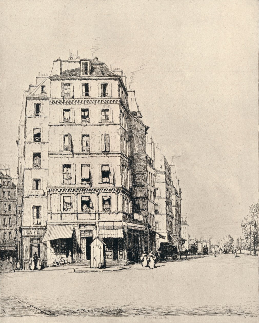 Gamle hus på kaien, 1915 av Herman Armour Webster