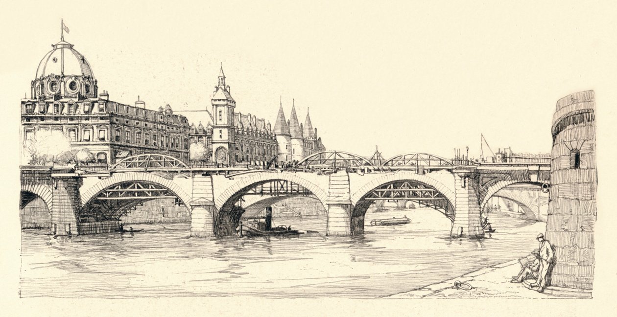 Arbeider på den gamle Pont Notre-Dame, 1913 1915 av Herman Armour Webster