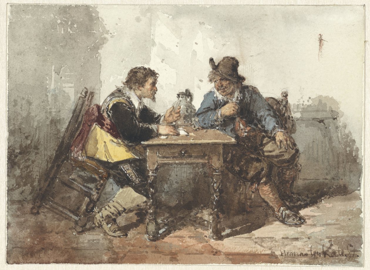 To menn satt ved et bord av Herman Frederik Carel ten Kate