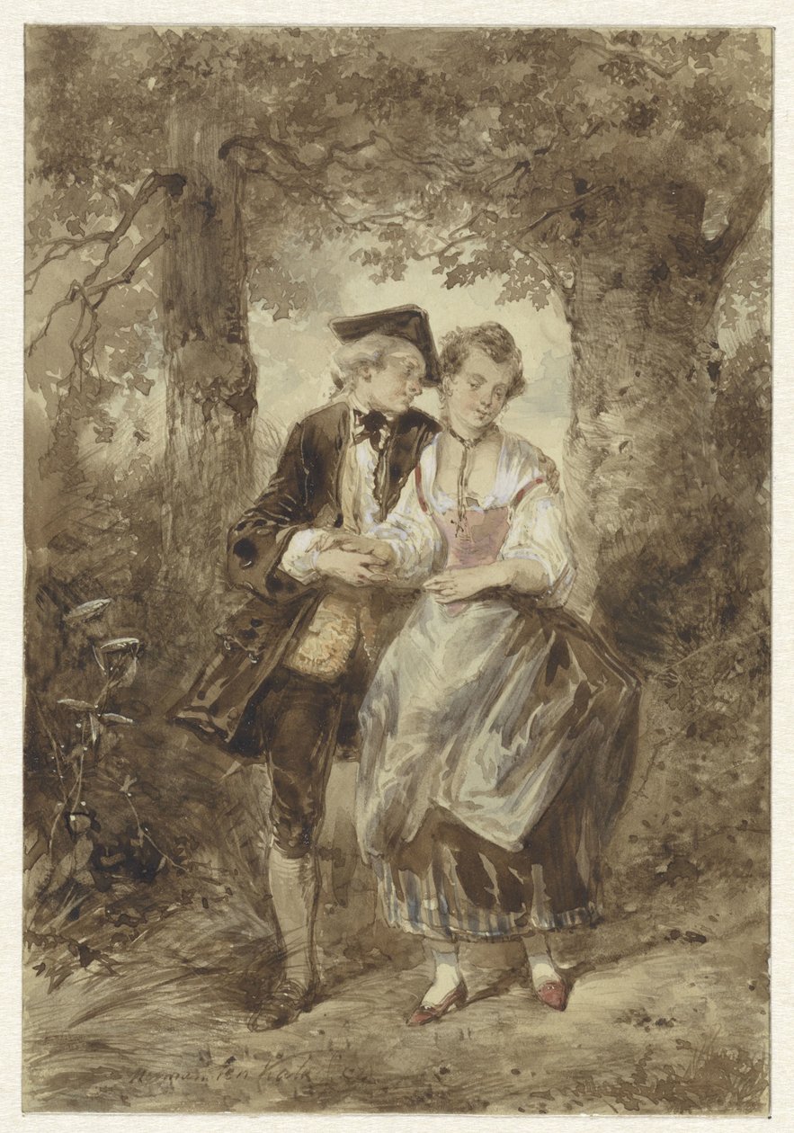 Forelsket par i skogen av Herman Frederik Carel ten Kate