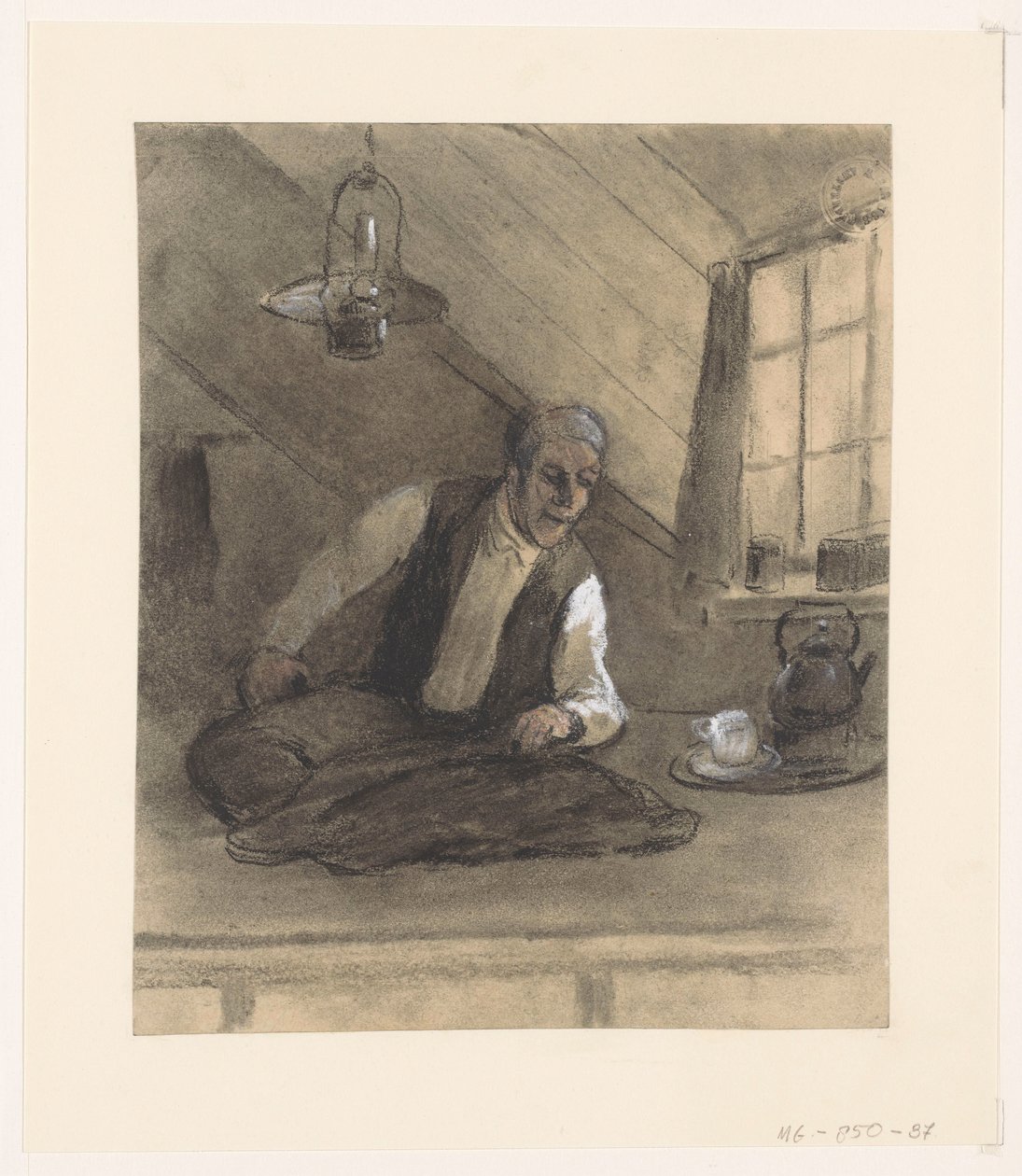 Skredder på jobb på et loftsrom av Herman Heijenbrock (possibly)