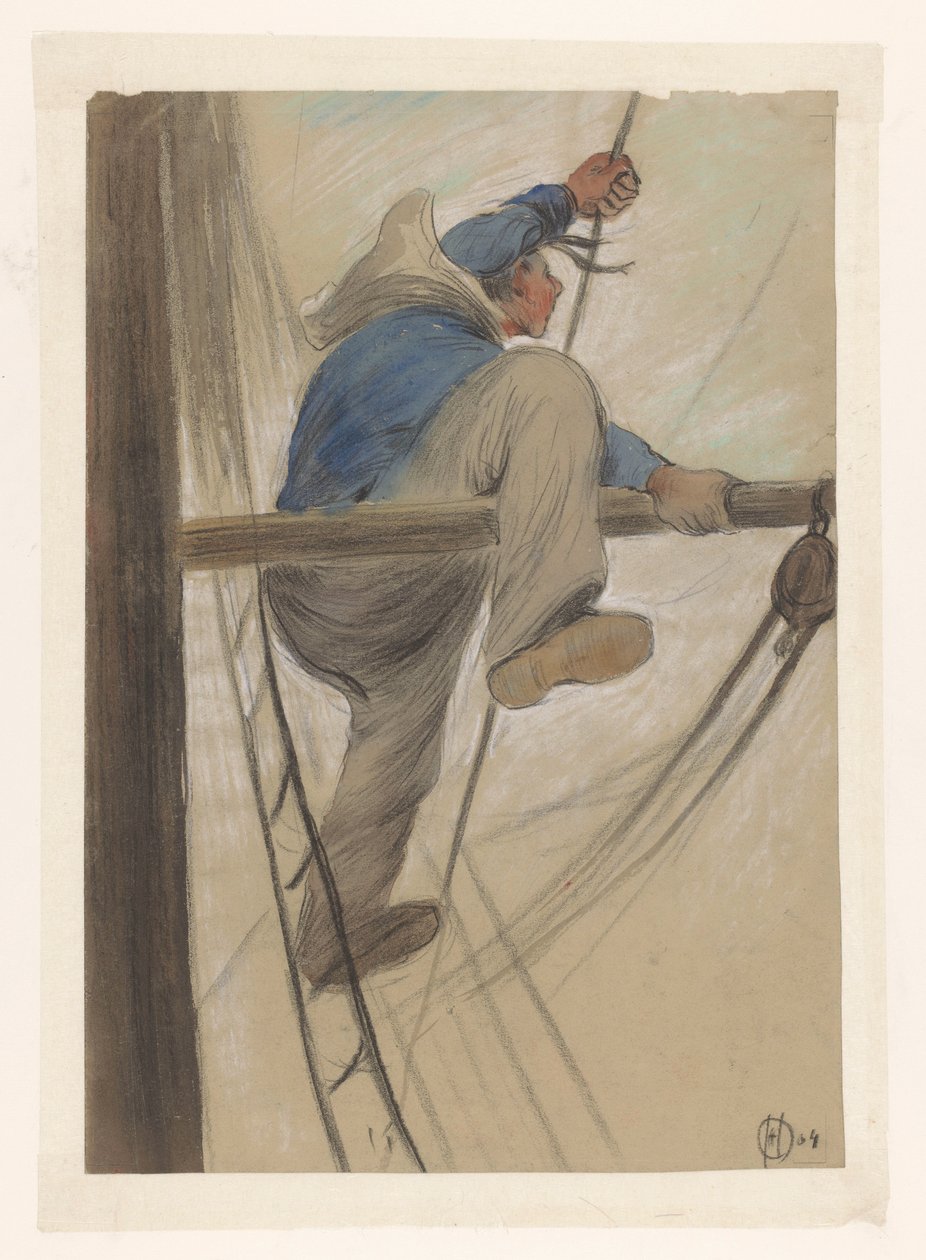 Sjømann i riggingen av Herman Heijenbrock (signed by artist)