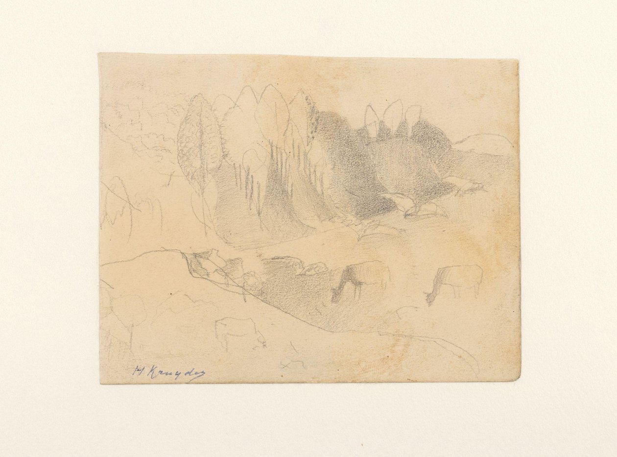 Dal med beitende storfe av Herman Kruyder (signed by artist)