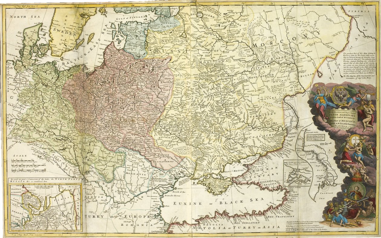 Kart over Muscovy av Herman Moll