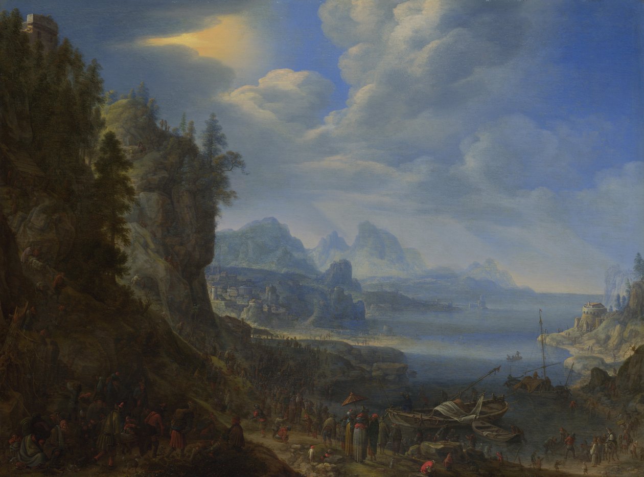 Kristus underviste fra Saint Peters Boat på Genesaretsjøen, 1667 av Herman Saftleven
