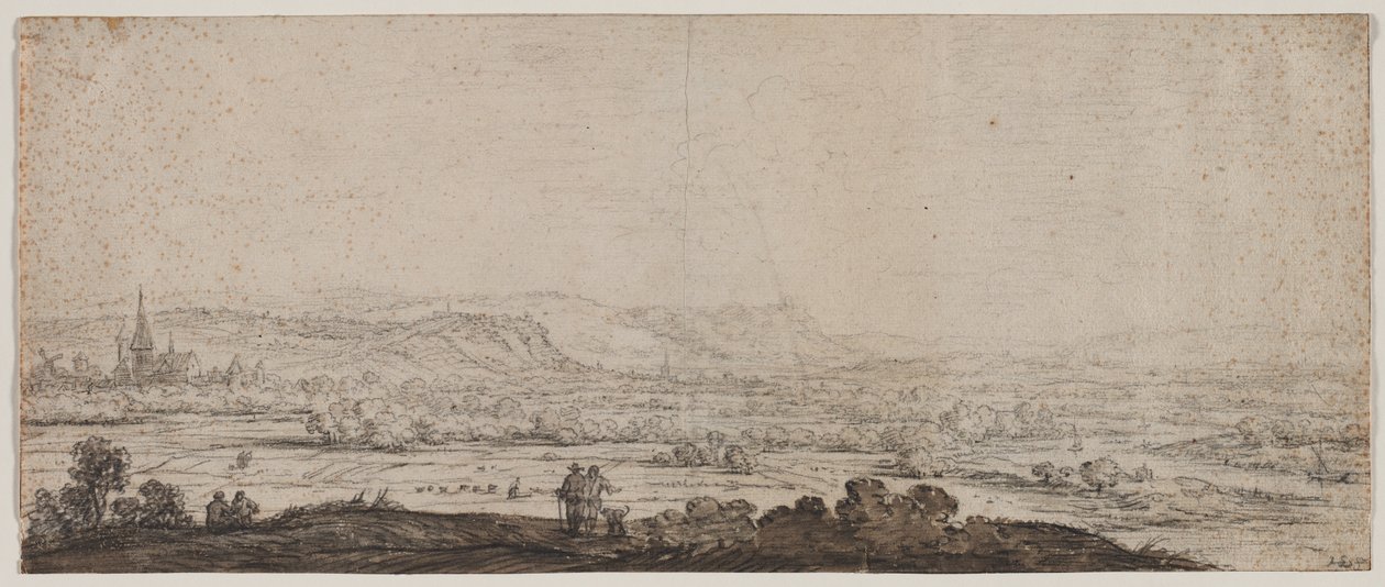 Landskap med landsbyen Schenkenschanz, Gelderland av Herman Saftleven