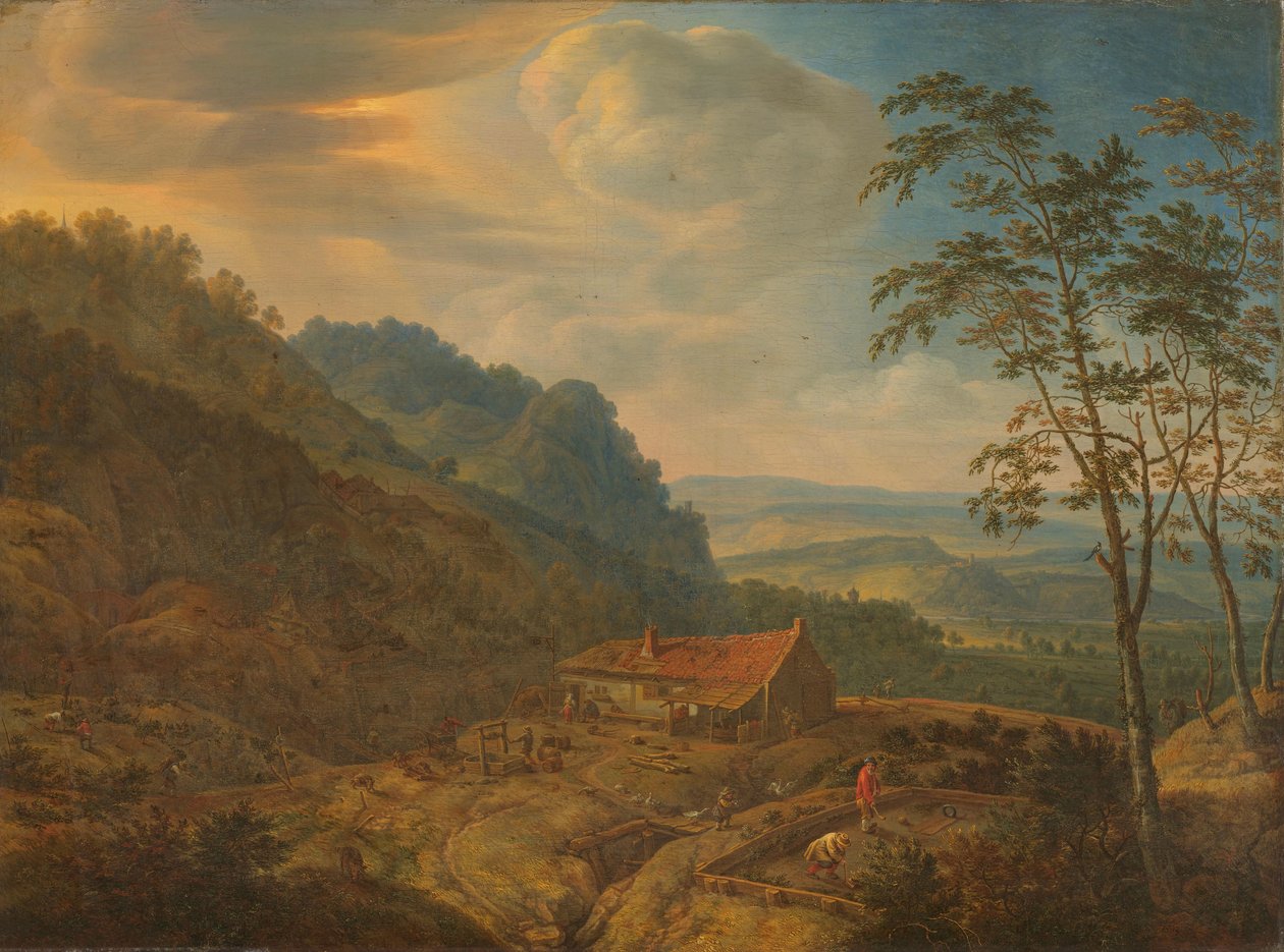 Fjelllandskap med gård av Herman Saftleven