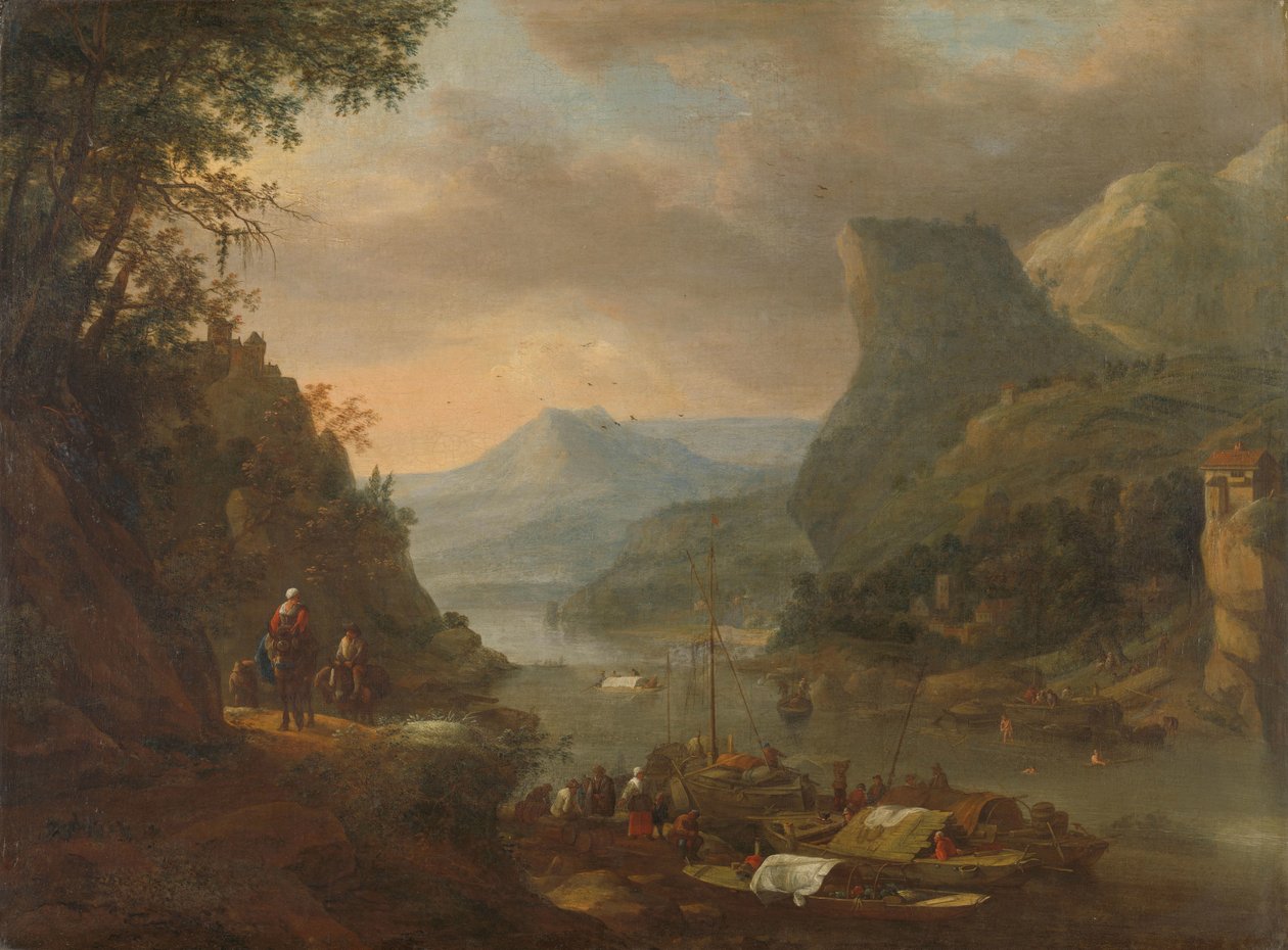 Elveutsikt i et fjellområde av Herman Saftleven
