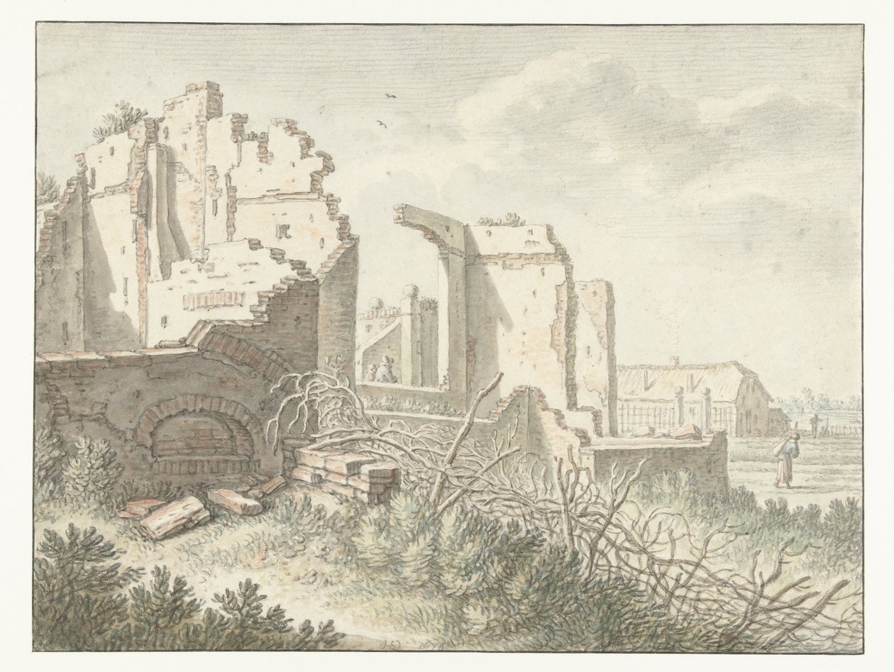 Ruin utenfor Wittevrouwenpoort i Utrecht av Herman Saftleven