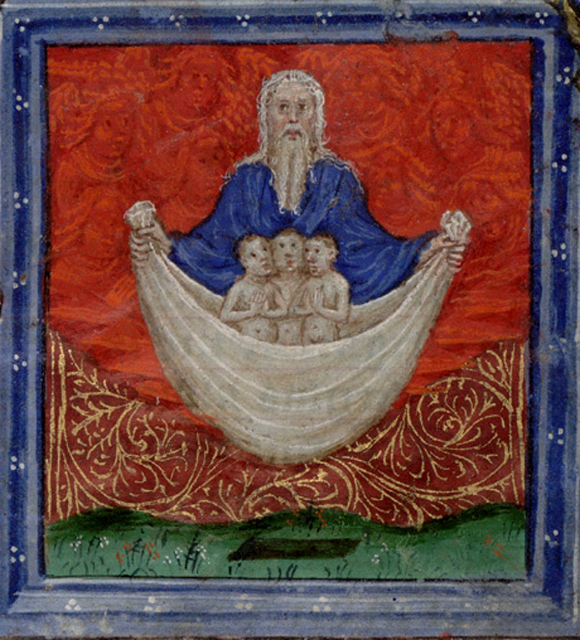 Gud Faderen med tre sjeler, oppreist fra den døde Timebok, ca. 1410 av Herman Scheerre