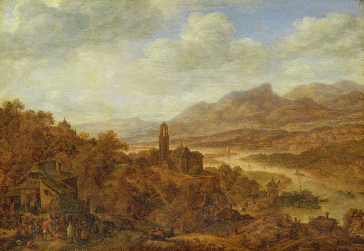 Landskap med elven Rhinen, 1652 av Herman the Younger Saftleven