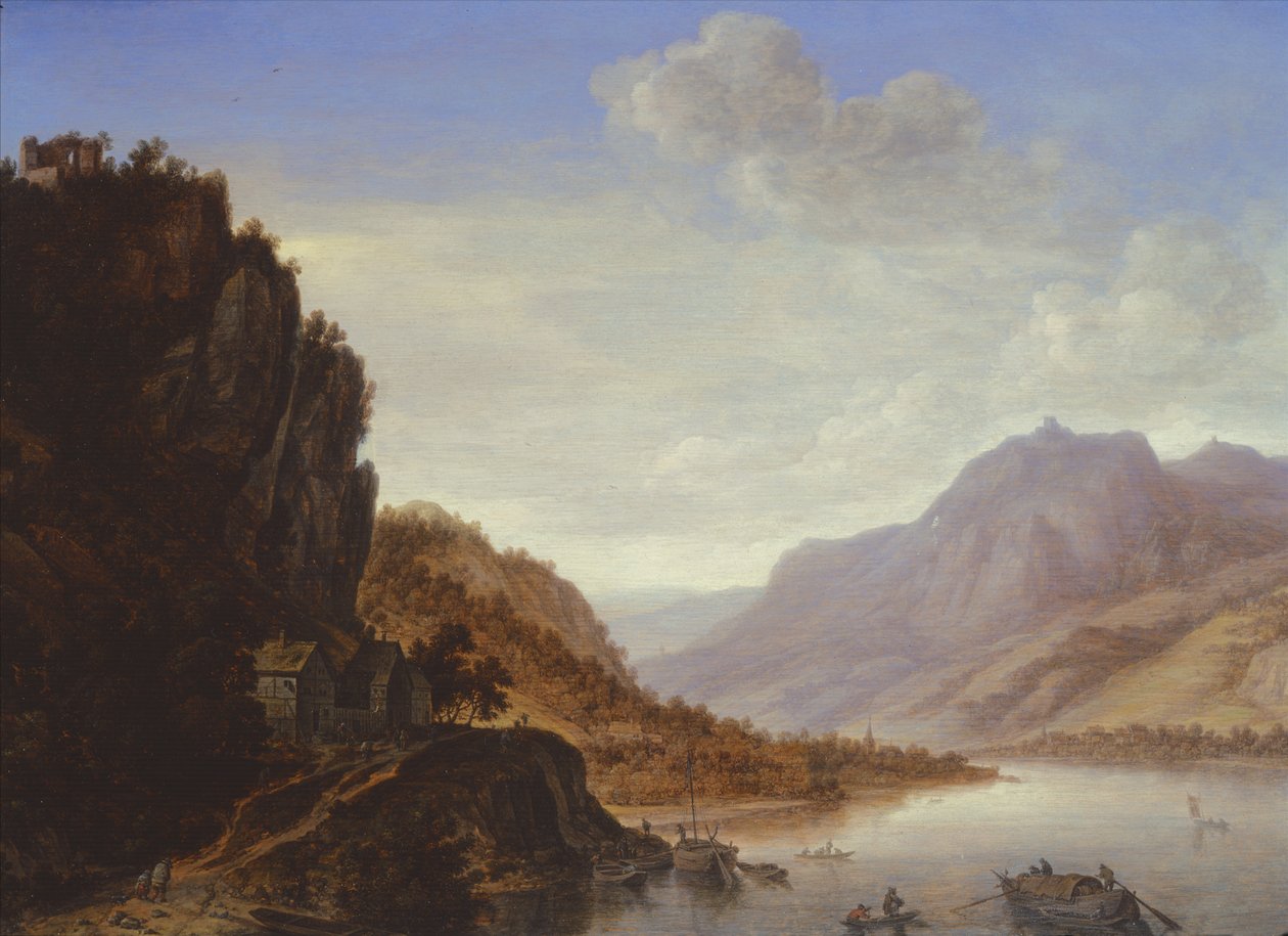 Fjellrikt elvelandskap av Herman the Younger Saftleven