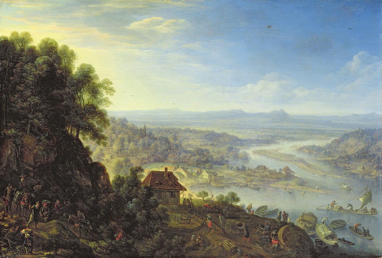 Rheindalen nær Erbach i Rheingau (olje på eikepanel) av Herman the Younger Saftleven
