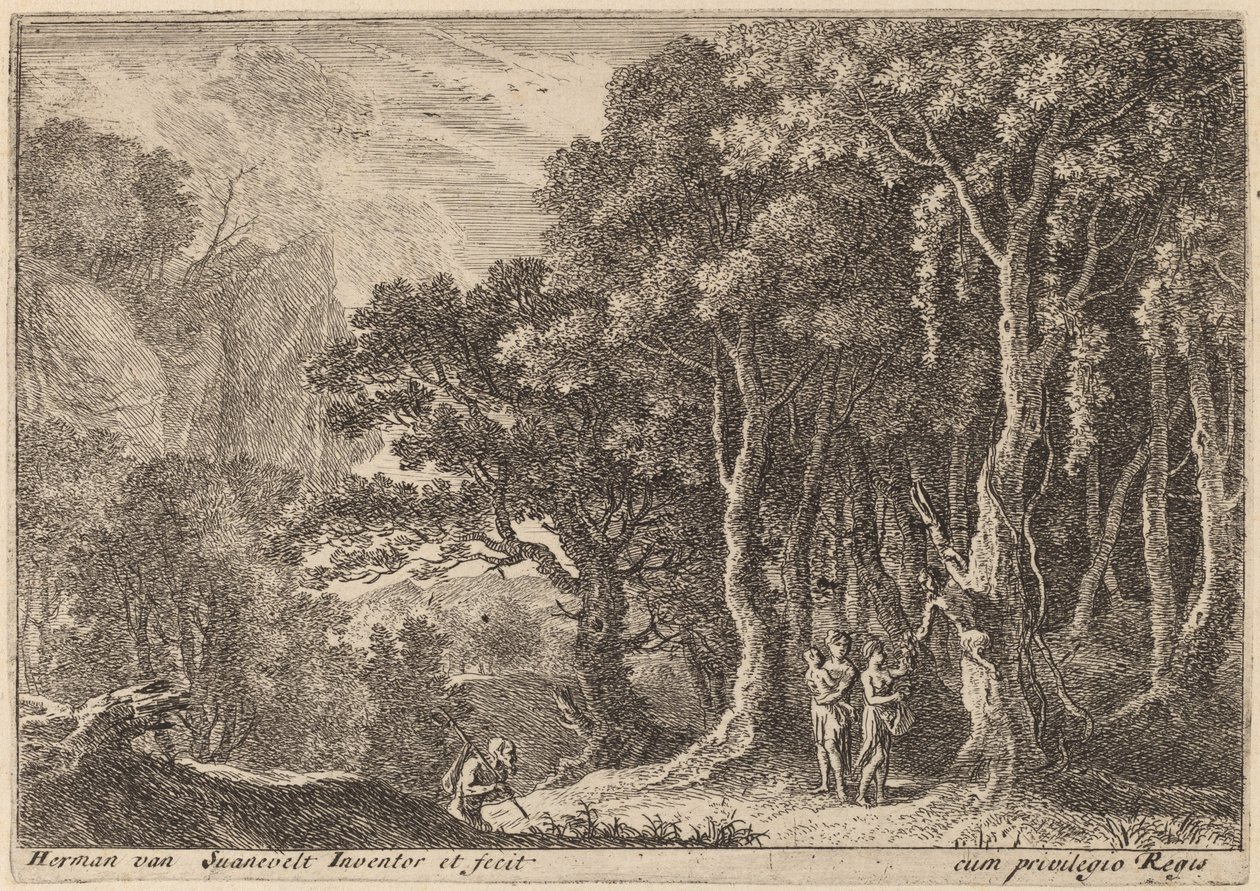 En Satyr som samler frukt av Herman van Swanevelt