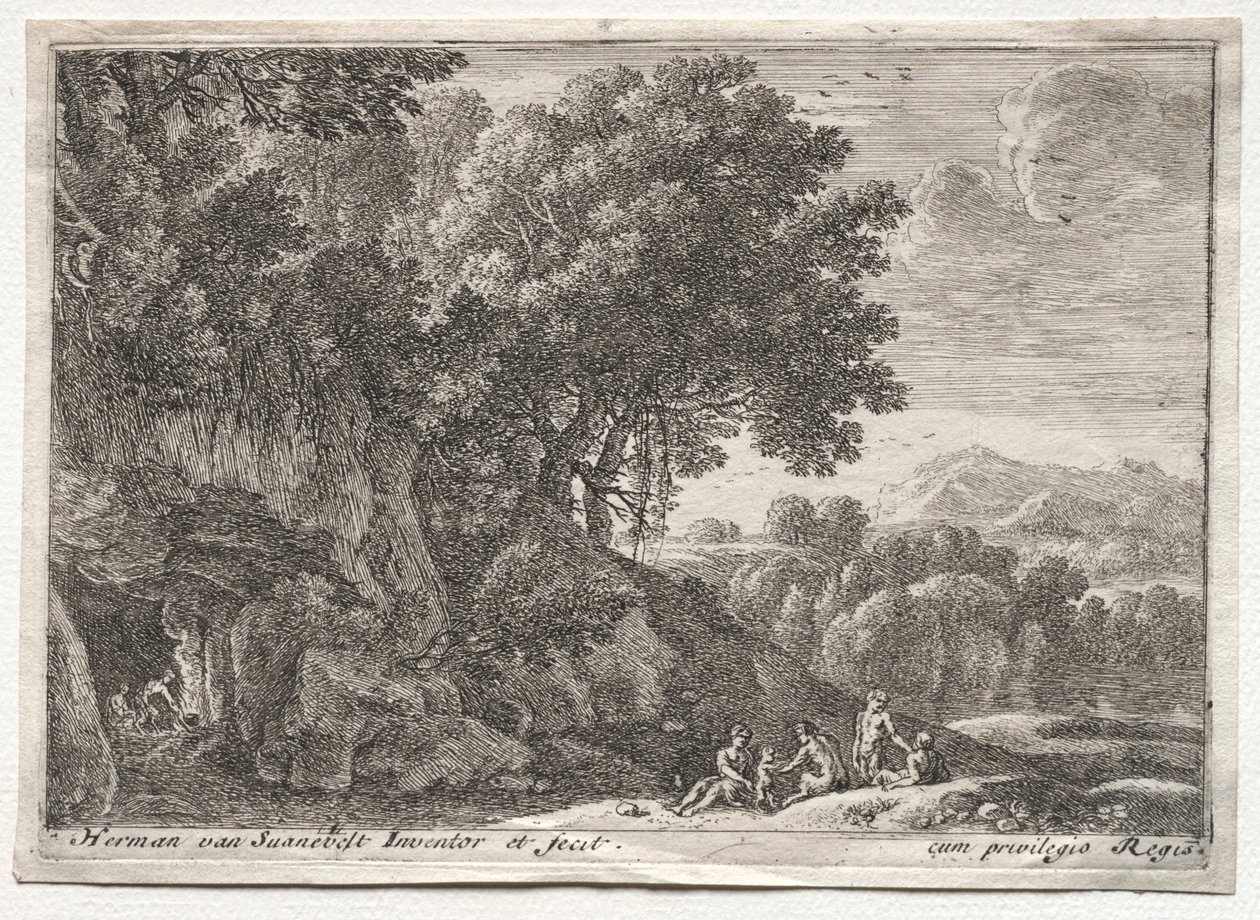 Landskap med Satyrer. av Herman van Swanevelt