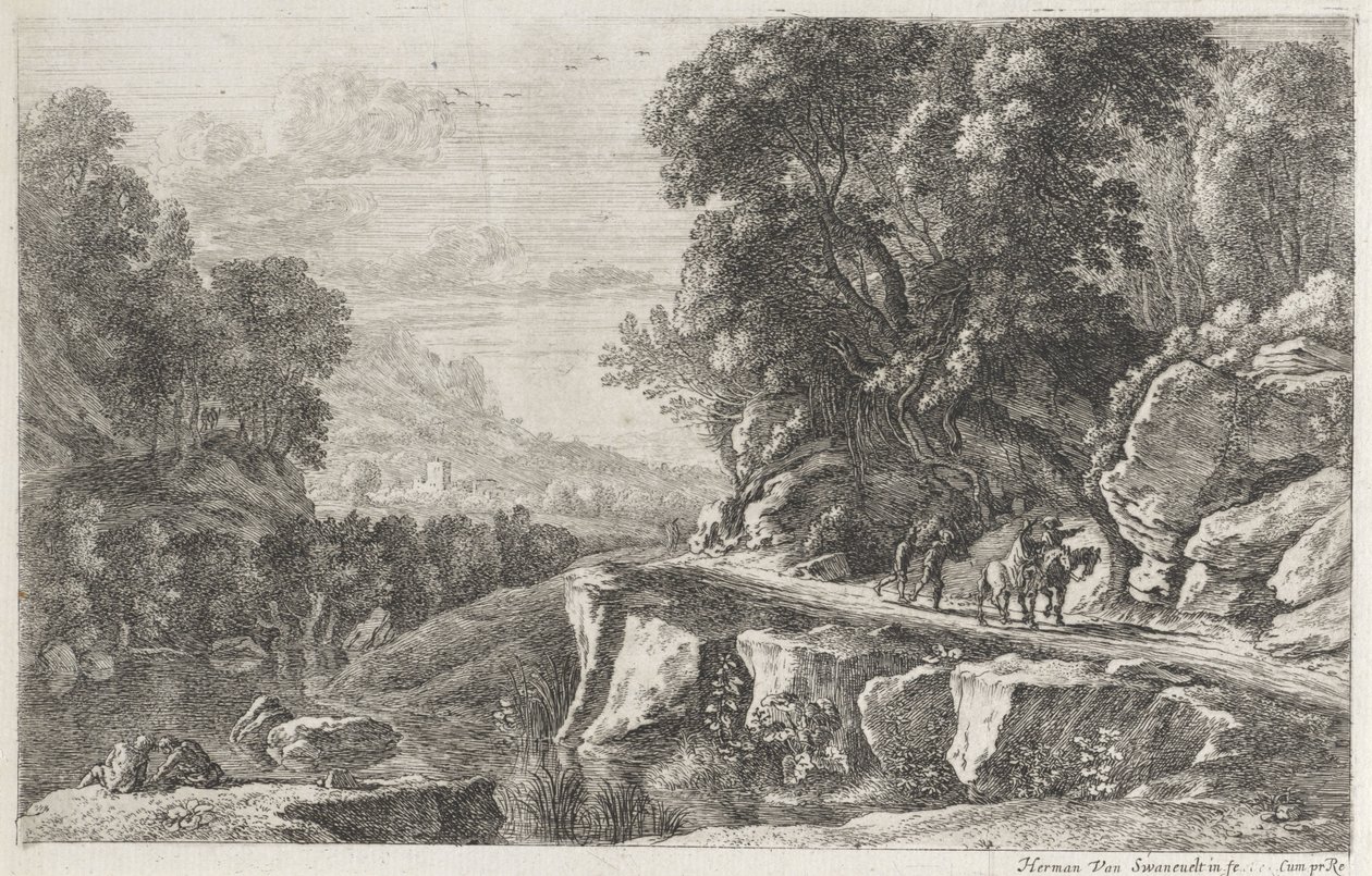 Landskap med to ryttere Four River Landscapes (serietittel) av Herman van Swanevelt
