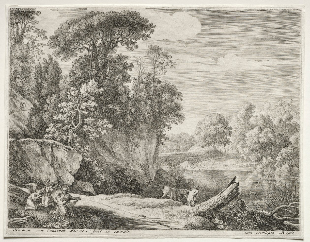 Eselet ledet til elven, ca. 1652-1654. av Herman van Swanevelt