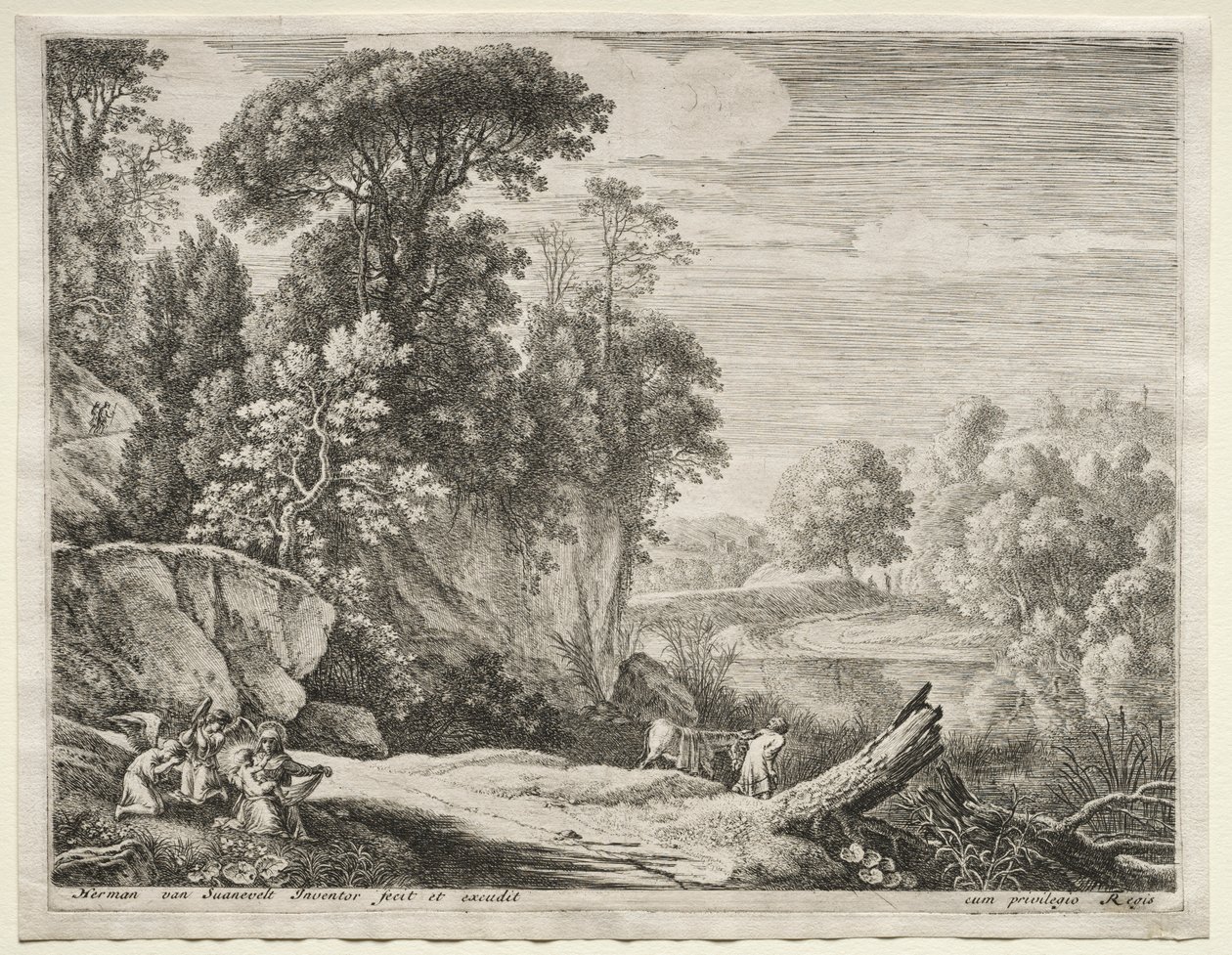 The Flight into Egypt: The Donkey Led to the River av Herman van Swanevelt