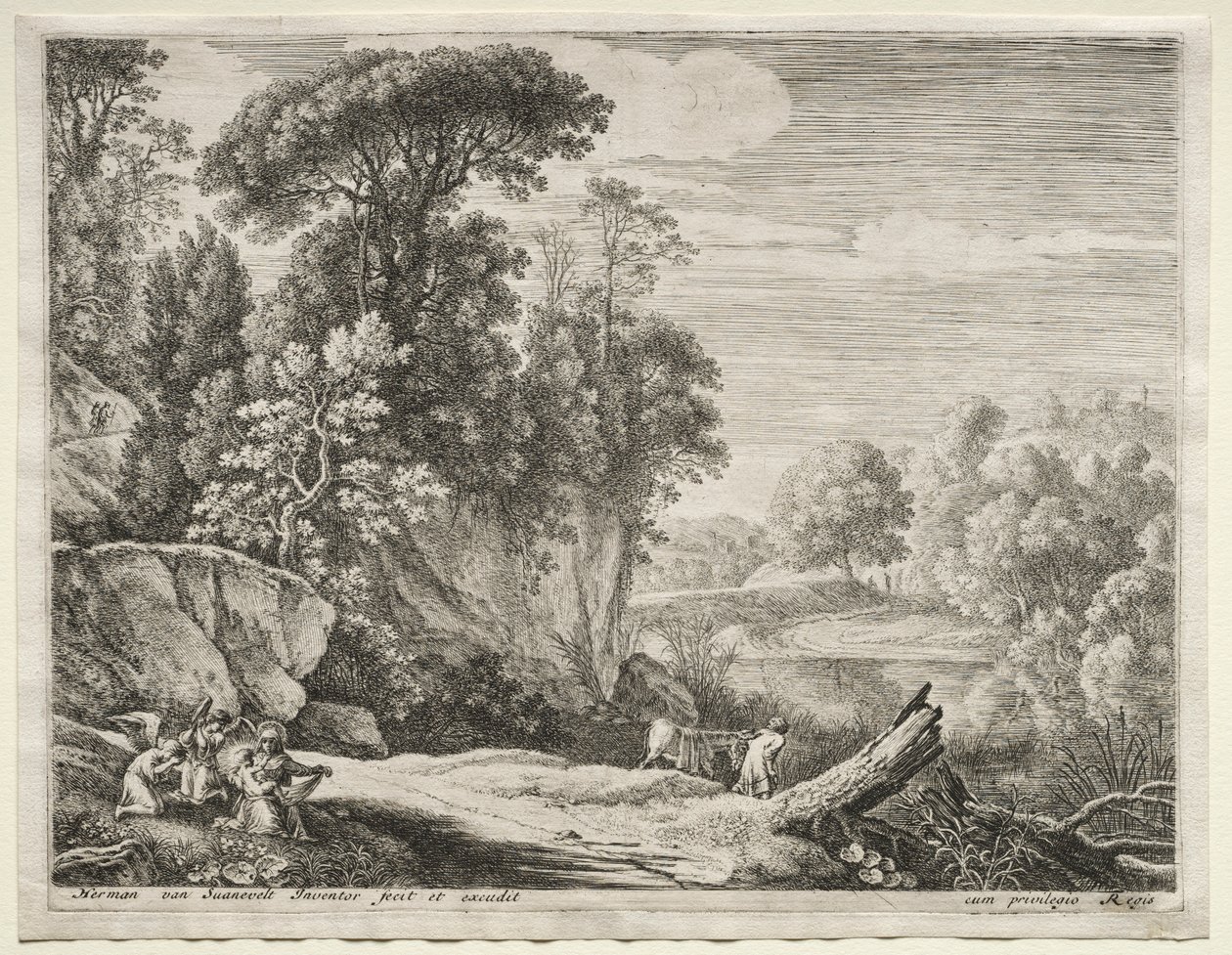 The Flight into Egypt: The Donkey Led to the River. av Herman van Swanevelt