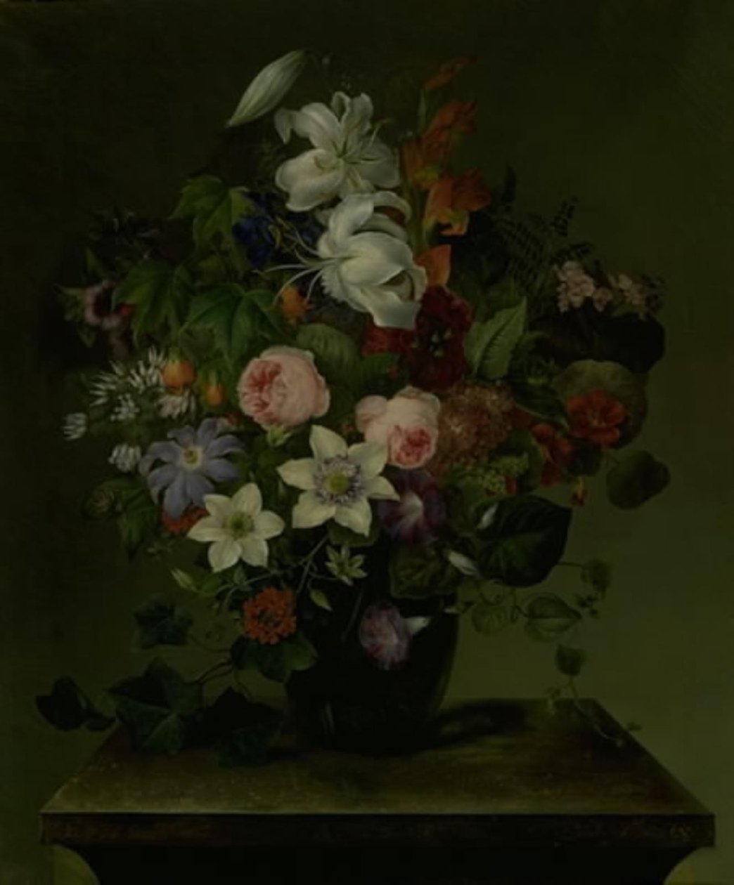 Blomsterbukett med sir og eføy av Hermania Neergaard