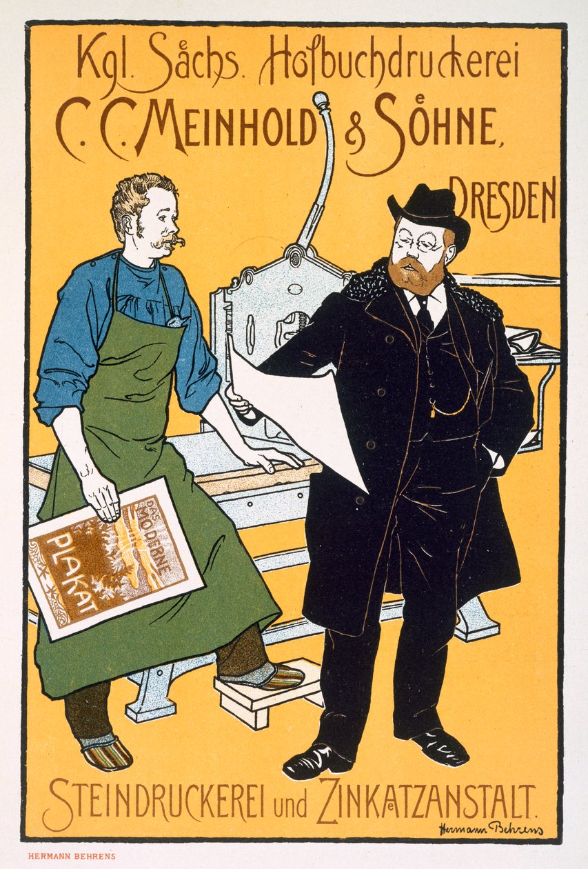 Pster advertising C. C. Meinhold and Sons litografer, Dresden av Hermann Behrens