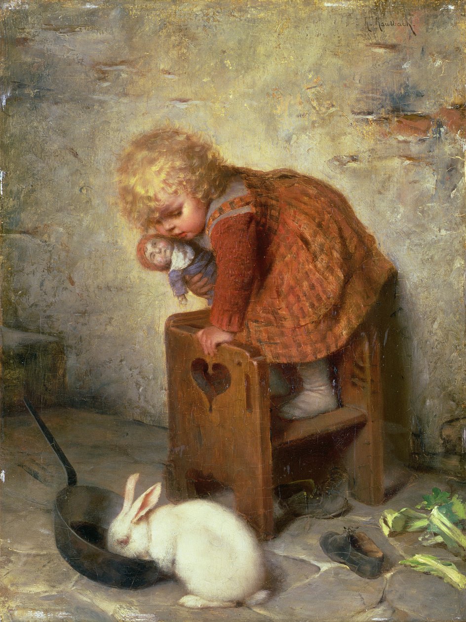Liten jente med en kanin av Hermann Kaulbach