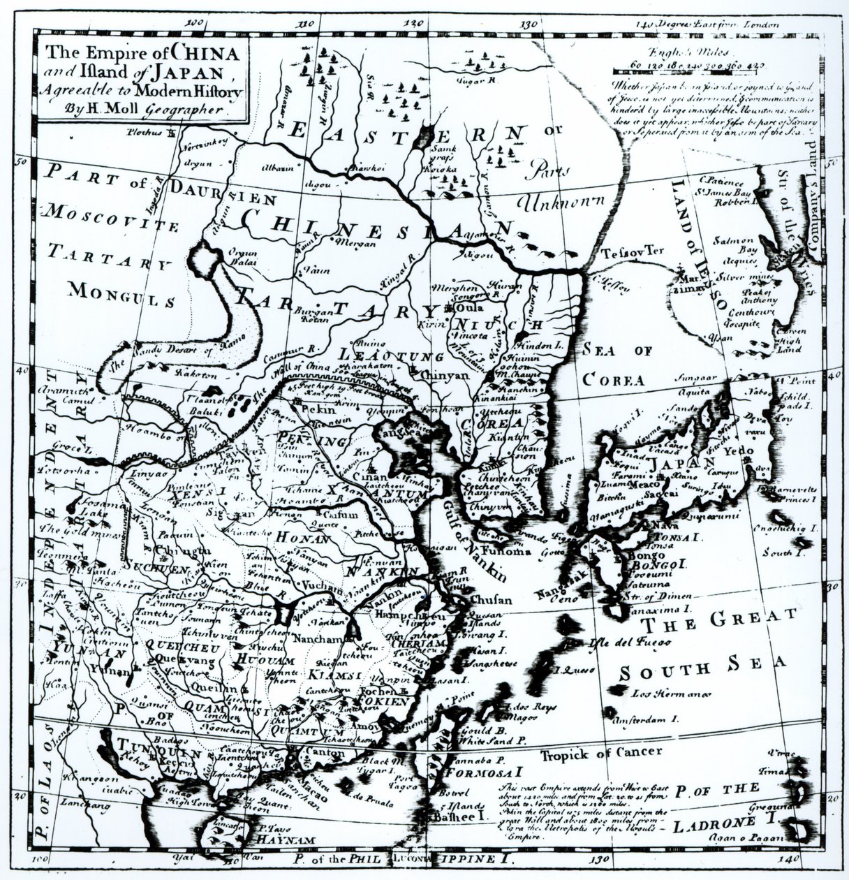 The Empire of China og Island of Japan, pub. i London av Hermann Moll