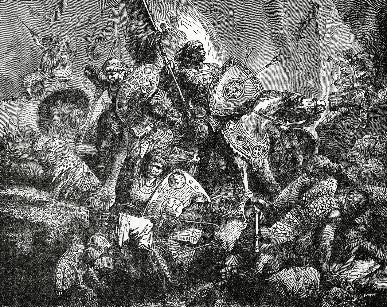 Slaget i passet Ronceveaux 15. august 778, ca. 1890 av Hermann Vogel