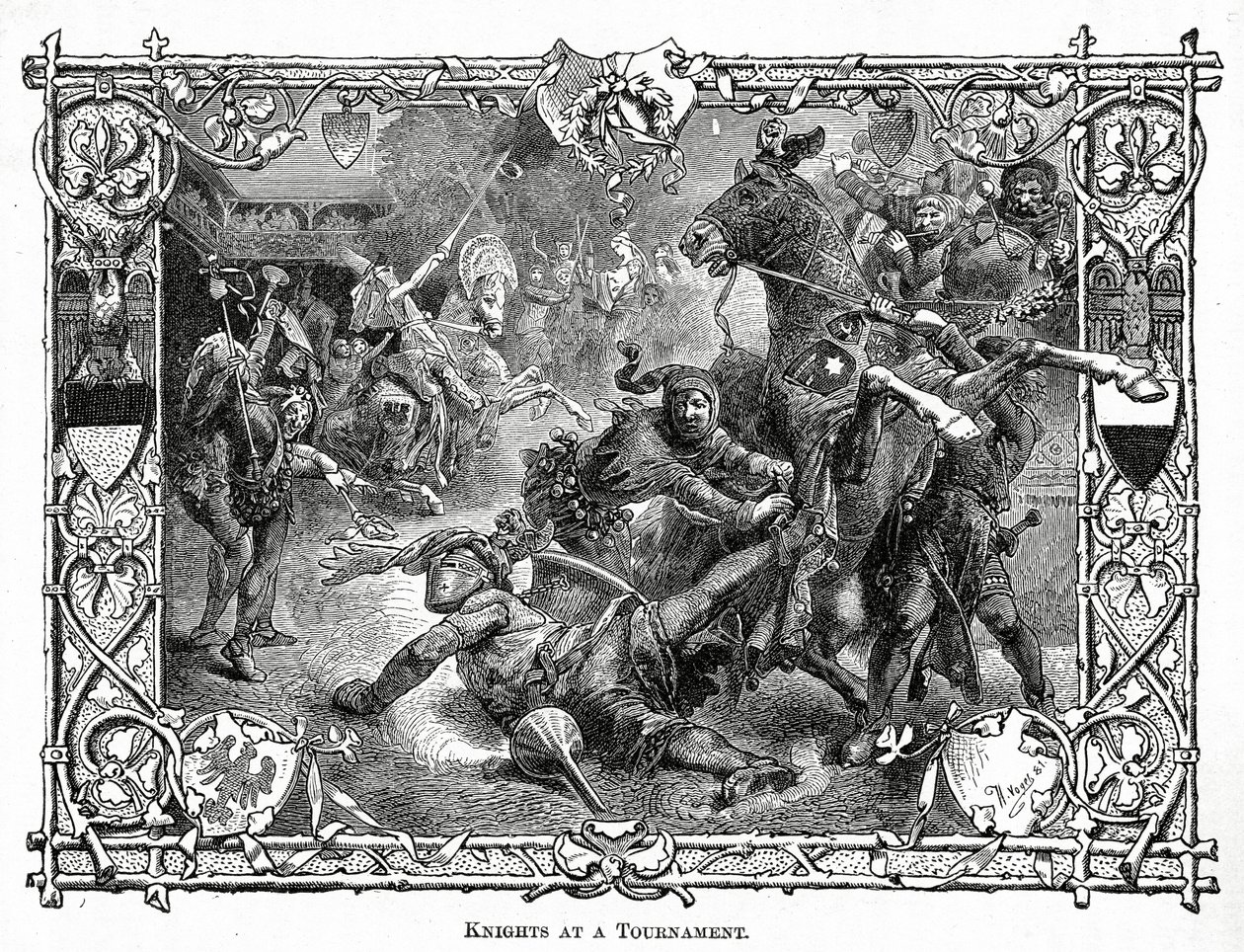 Knights at a Tournament, ca. 1882 (tregravering) av Hermann Vogel