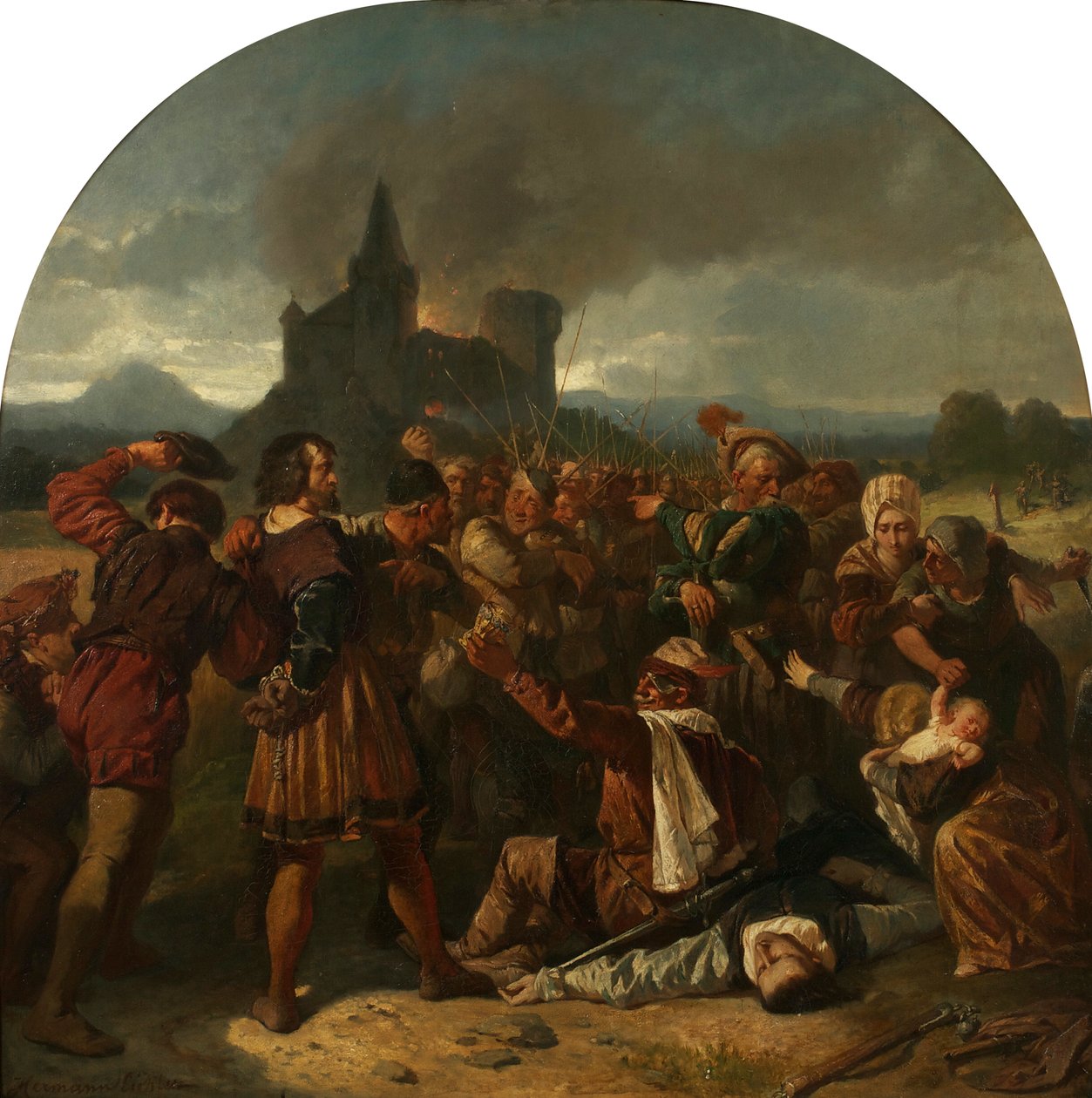 Episode fra den tyske bondekrigen Mordet på grev Helfenstein nær Weinsberg, ca 1867. av Hermann Eichler