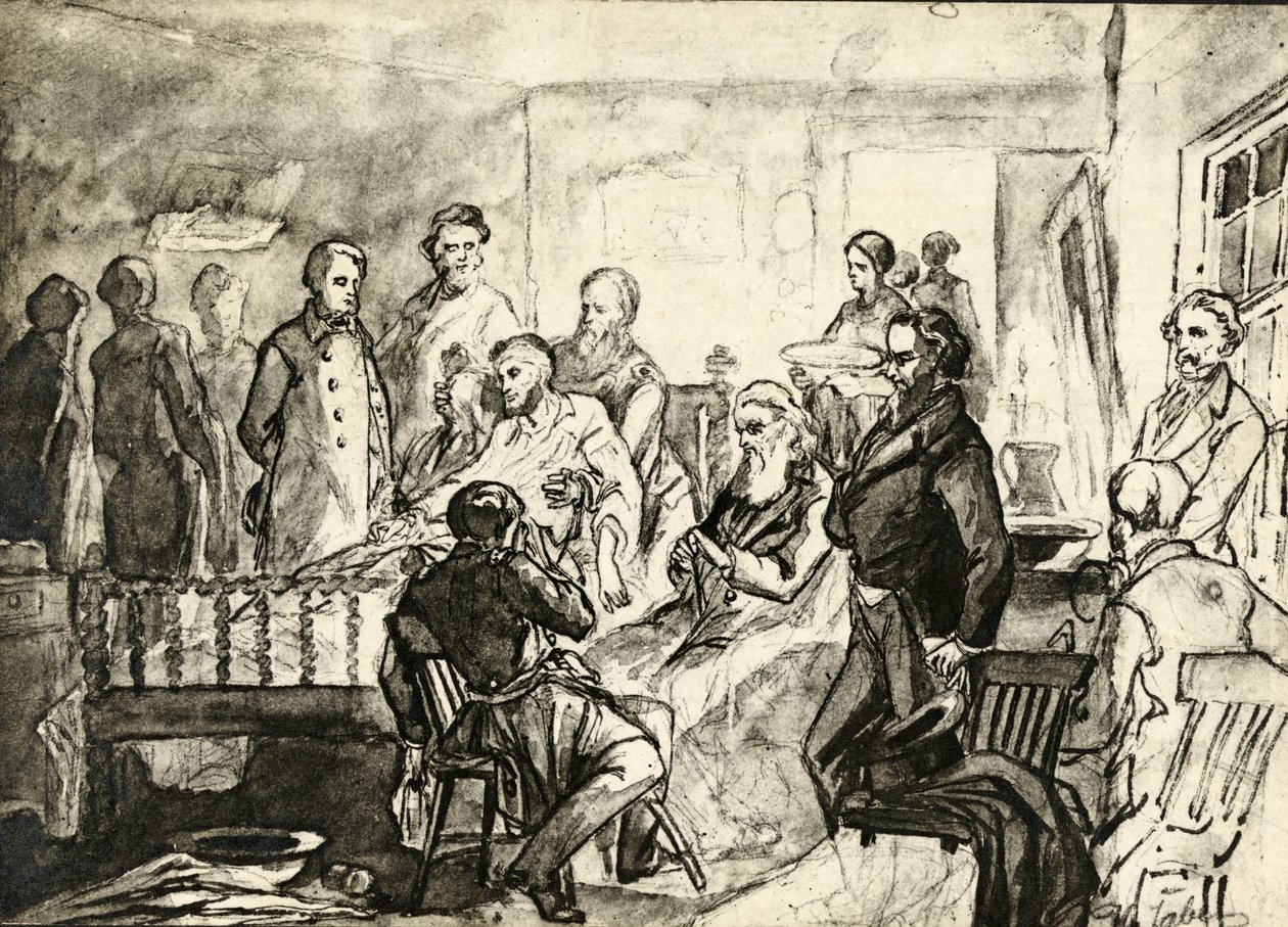 Abraham Lincoln på hans dødsleie, ca. 1865 av Hermann Faber