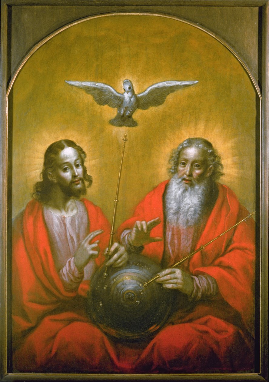 Den hellige ånd med en modell av Ptolemaios verden, 1610 av Hermann Han