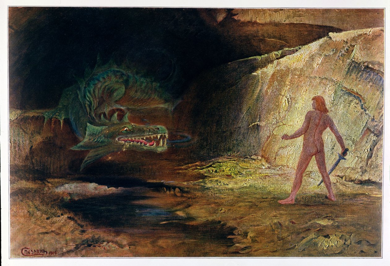 Siegfried og Fafner, 1906 av Hermann Hendrich