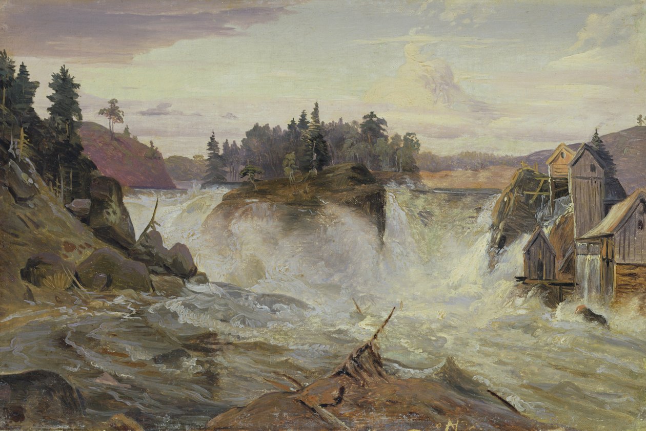 Foss i fjellene, 1836 av Hermann Joseph Neefe