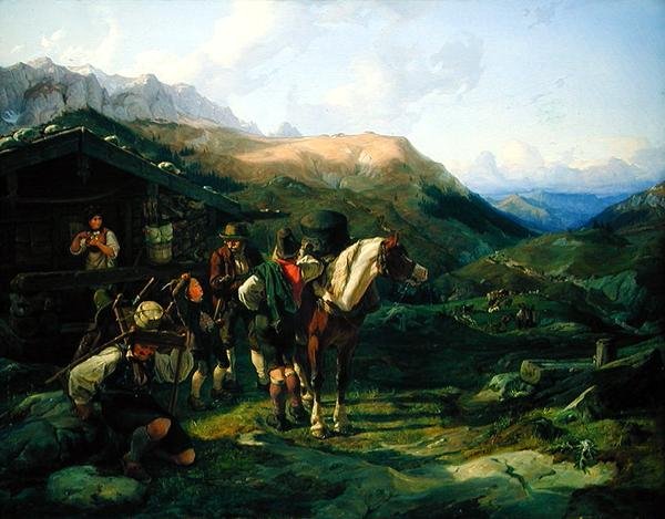Avgang fra alpine beite, 1832 av Hermann Kauffmann